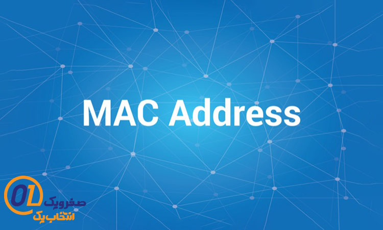 mac address white text illustration with blue constellation as background vector